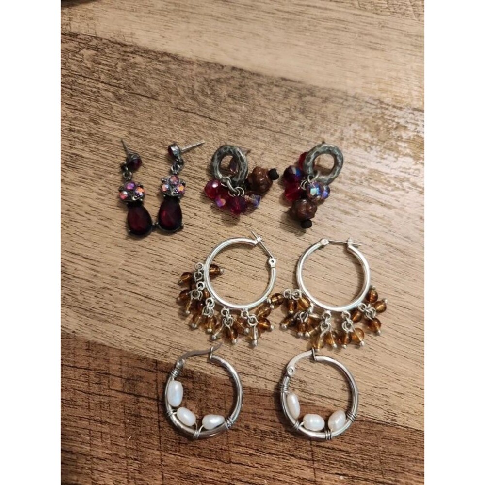 Silvertone Fashion Earrings 4 Pair